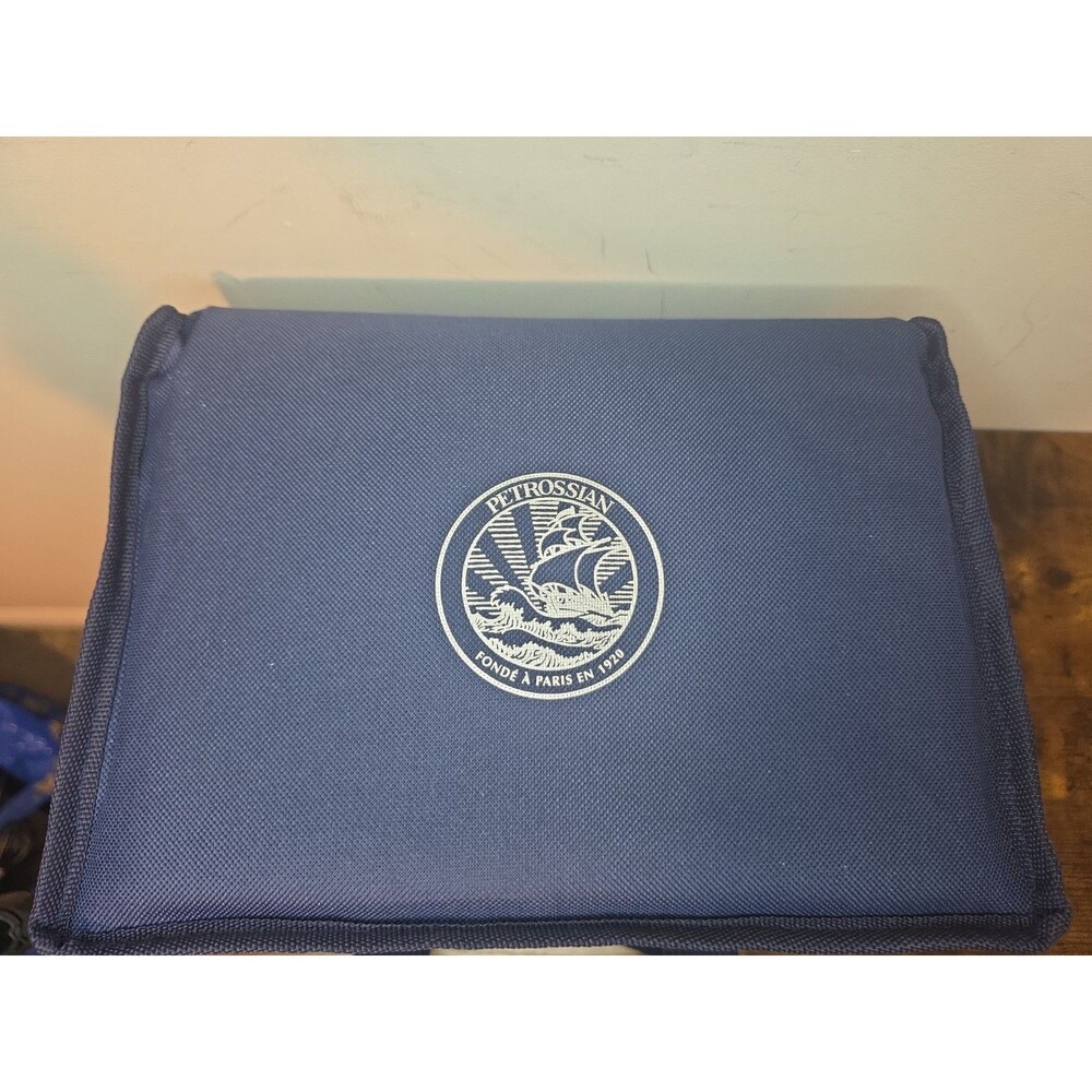 Small Insulated Petrossian Caviar Cooler Bag Picnic Tote Blue 10×7×7